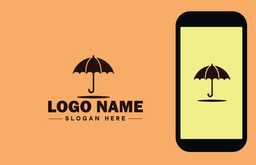 Umbrella logo icon vector for business brand app icon rain protection Waterproof template