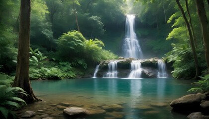 Serene Secluded Waterfall In A Lush Forest Peace  2