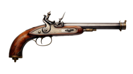 A man standing next to a gun, looking fierce and ready for action