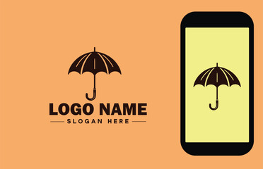 Umbrella logo icon vector for business brand app icon rain protection Waterproof template