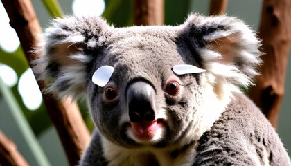 A Koala With Its Nose Wrinkled In Disdain - obrazy, fototapety, plakaty