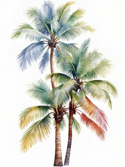 Fototapeta na wymiar palm tree on a white background, coconut tree on a white background