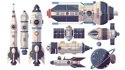 Vector illustration of spacecraft modules on white background