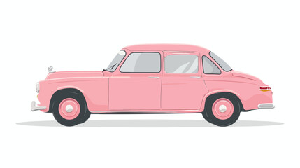 Vintage pink car illustration isolated on white. Simp