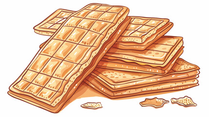 Wafer biscuits in hand drawn style Flat vector - obrazy, fototapety, plakaty