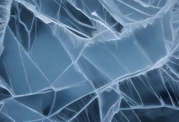 Ice Crystal Fragments on a Blue Background