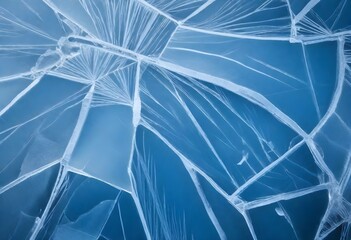 Ice Crystal Fragments on a Blue Background