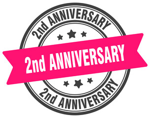 2nd anniversary stamp. 2nd anniversary label on transparent background. round sign
