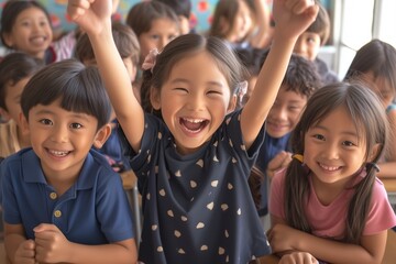 Happy students group enjoy in classroom