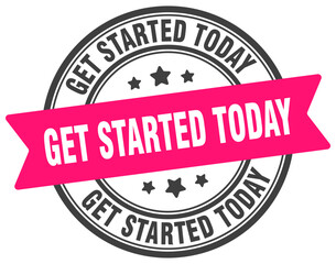 Fototapeta premium get started today stamp. get started today label on transparent background. round sign