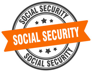 social security stamp. social security label on transparent background. round sign