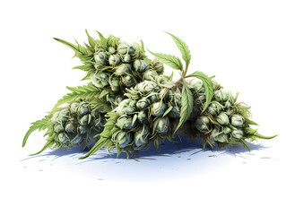 Cannabis marijuana dried buds on white  background  - obrazy, fototapety, plakaty