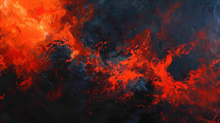 Fototapeta na wymiar A burst of fiery orange and crimson agnst the cool, indigo backdrop of night, like the embers of a dying fire agnst the darkness.