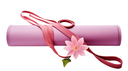 Pink yoga mat with delicate pink flower