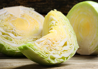 Close up cabbage on wooden - 773832626