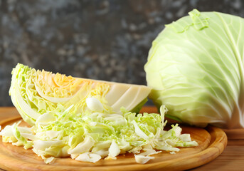 Close up cabbage on wooden - 773832682
