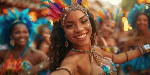 Lets dance all our troubles away. Cropped shot of beautiful samba dancers performing in a carnival...