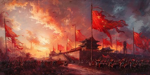 National Day of the People's Republic of China - obrazy, fototapety, plakaty
