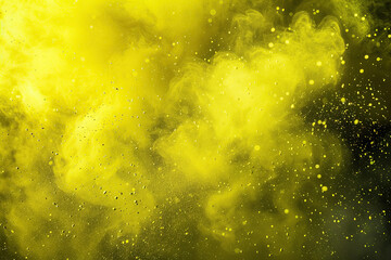close up horizontal image of a yellow smoke and particles abstract background