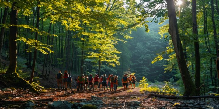 Team building outdoor in the forest