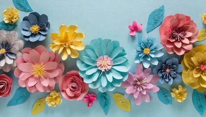 Fototapeta na wymiar Vibrant Paper Blossoms: A Spectrum of Handmade Flowers