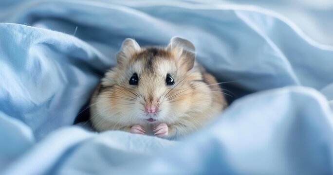 Hamster, cheek pouches full, close-up, curious, soft bedding background, detailed, adorable gatherer. 