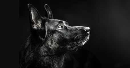 Fotobehang German Shepherd, alert and intelligent, ears perked, a loyal protector.  © Thanthara