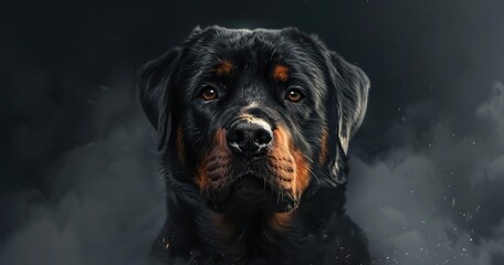 Rottweiler, powerful and confident, a formidable guardian. 