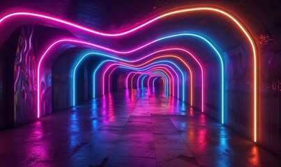 background design of neon lights retro Vibes, Generative AI