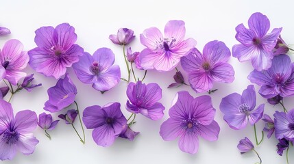 purple flowers on a white background, Generative AI