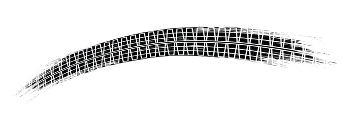 Auto tire tread grunge element. Car and motorbike tire patterns, wheel tire tread marks. Black tire print. Vector illustration isolated on white background. Vector Illustration