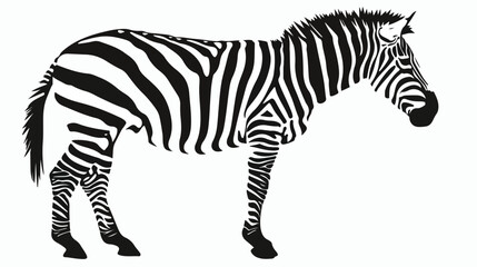 Zebra silhouette Animal om white background Flat vector - obrazy, fototapety, plakaty
