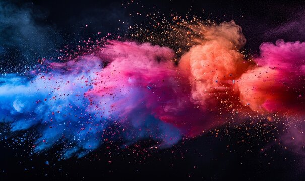 colored powder flying, Generative AI