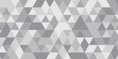 Abstract geometric white and gray background seamless mosaic and low polygon triangle texture wallpaper. Triangle shape retro wall grid pattern geometric ornament tile vector square element.