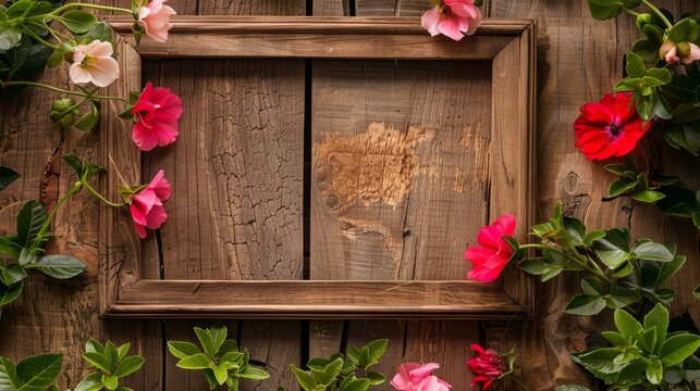 Flat lay frame with flowers beside
