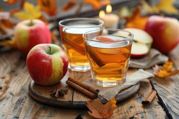 Organic Apple Cider with Cinnamon - Healthy Fruit Drink Made with Fresh Apples and Ingredients
