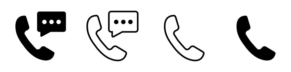 Vector black and white phone icons on isolated background. Phone icons set for your design. Vector illustration EPS 10