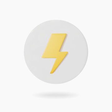 3d yellow energy icon. Realistic 3d render lightning bolt icon. Vector illustration.