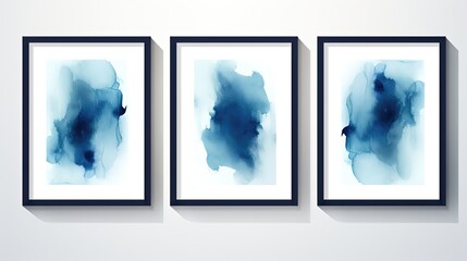  three wall art  frame with artful minimal abstract illustration, design idea for mock up, Generative Ai
