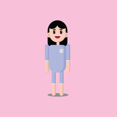 Beautiful Female Character Flat Design Vector Illustration