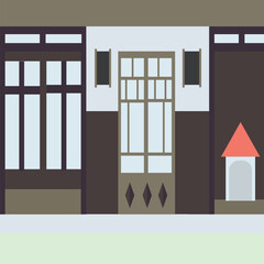 Japanese House Flat Design Vector Illustration