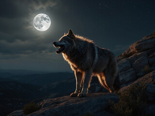 Mystical Werewolf in the Night Captivating Vector Illustration for Fantasy and Horror Concepts. With ai generative..