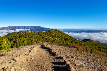 Volcanic landscape along Ruta de los Volcanes, Cumbre Vieja, Island La Palma, Canary Islands,...