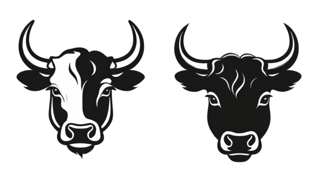  silhouettes face cow set, illustration,  design, isolated  background
