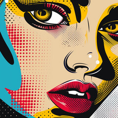 Pop art pinup girl. Retro color style. comic, glamour, gorgeous abstract colorful lady. wow expression pop art woman. portrait of pop art girl