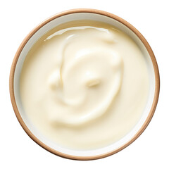 Bowl of bechamel sauce isolated on transparent background Remove png, Clipping Path, pen tool - obrazy, fototapety, plakaty