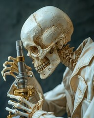 Skeleton with a microscope