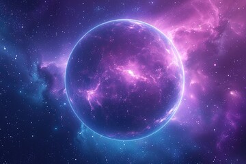 Planet Earth in Galactic Form A Low Poly Wireframe Illustration of a Blue and Purple Starry Sky or...