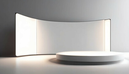 Beautiful light background mock-up for presentation with decorative white panels and decorate with hidden lighting.