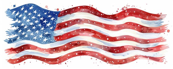 American Flags for celebrating the holiday.art illustration